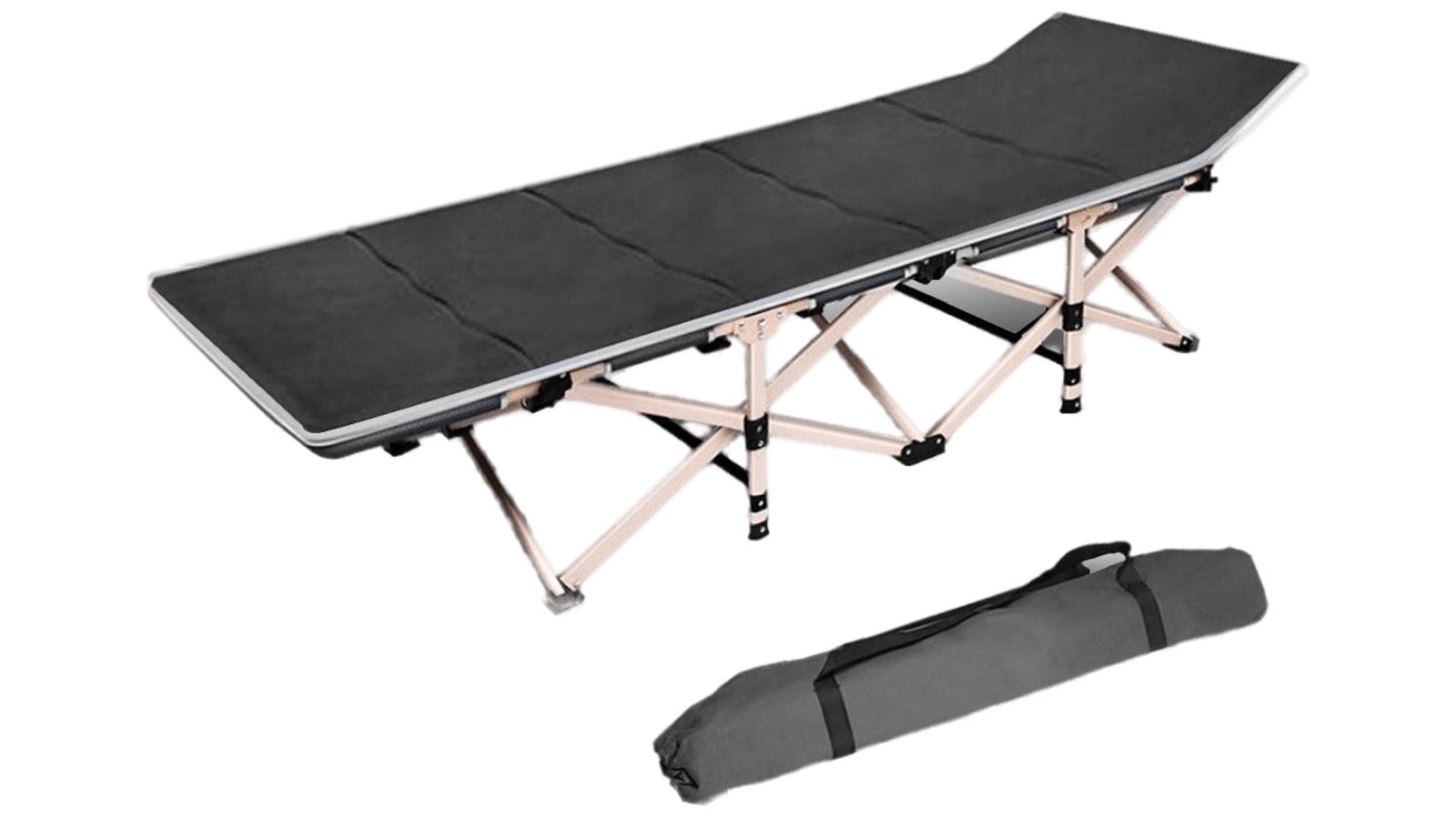 Bargene Portable Stretcher Single Foldable Folding Bed Mattress Recliner Mat - Grey