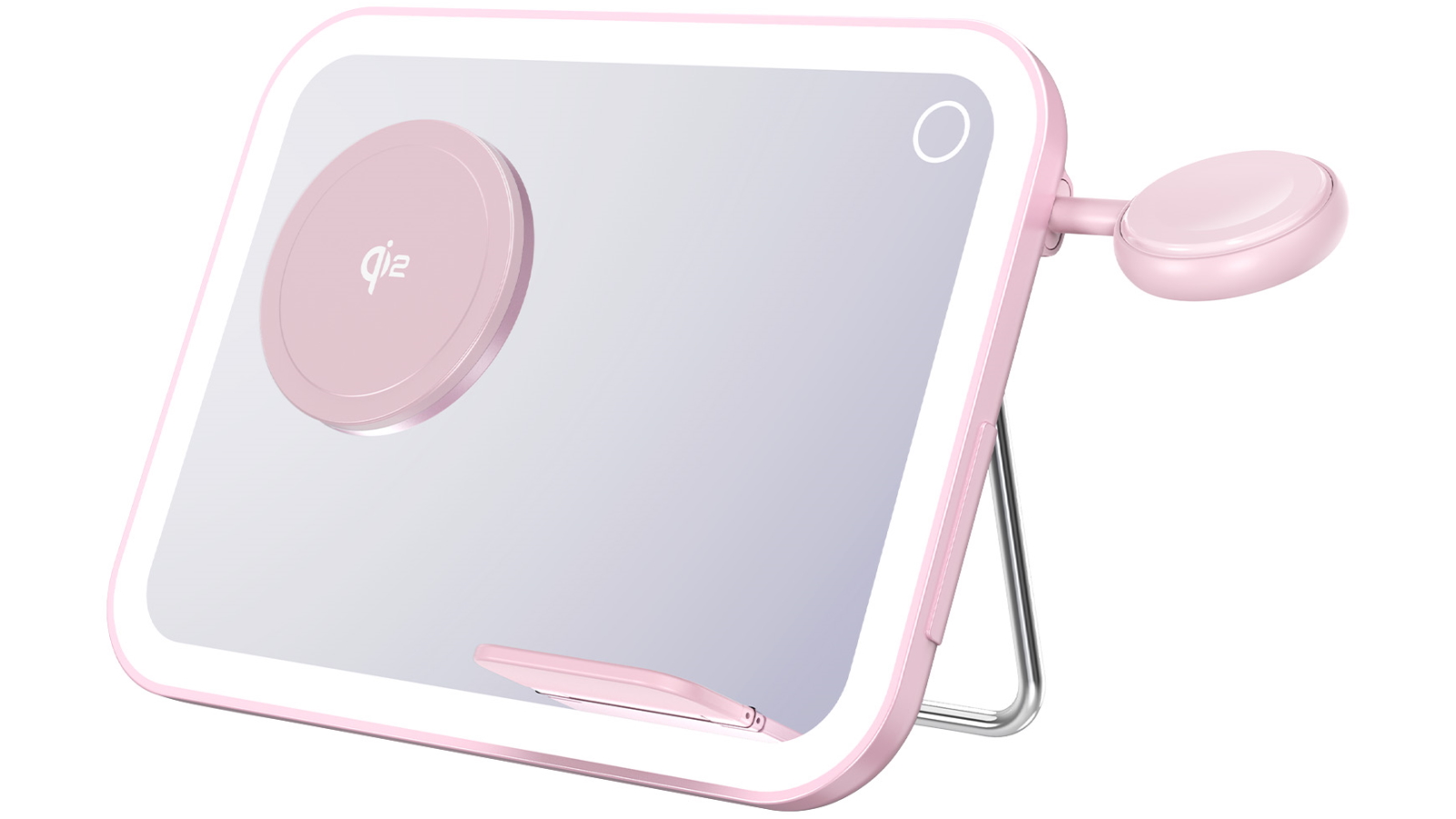 Laser 3-in-1 Wireless Charger with Makeup Mirror - Pink