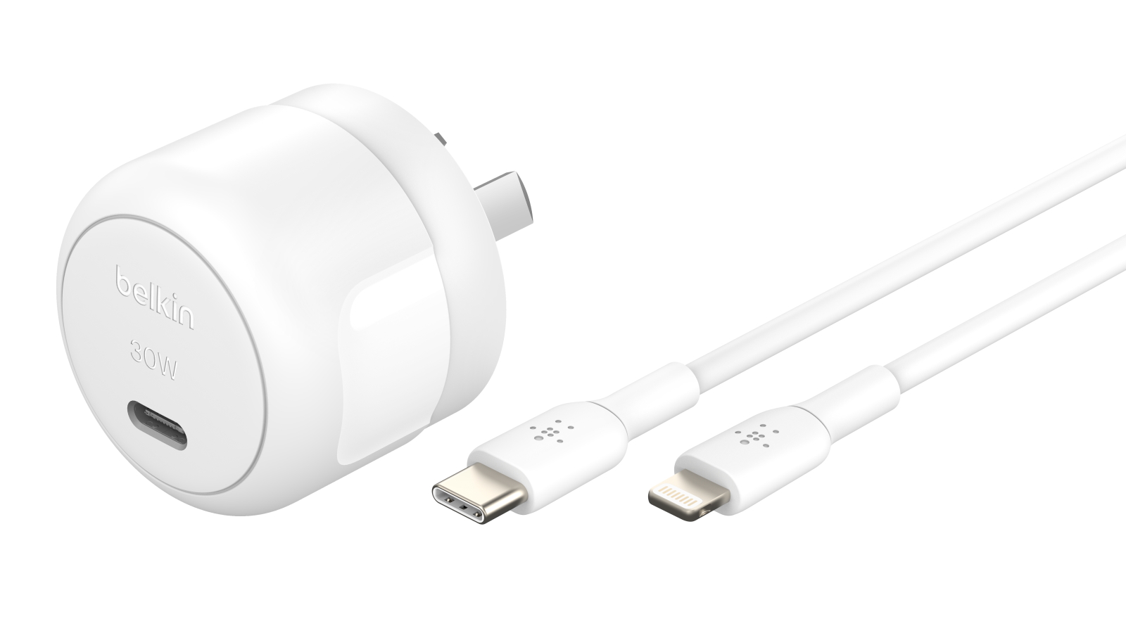 Belkin BoostCharge 30W Compact USB-C Wall Charger + USB-C Cable with Lightning Connector