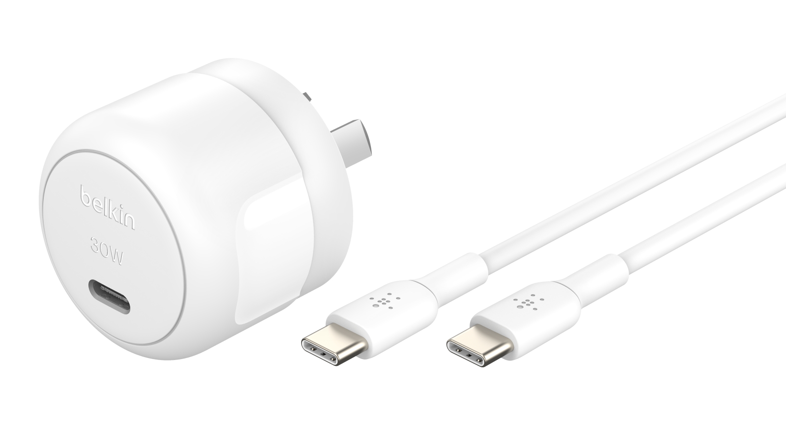 Belkin BoostCharge 30W Compact USB-C Wall Charger + USB-C to USB-C Cable