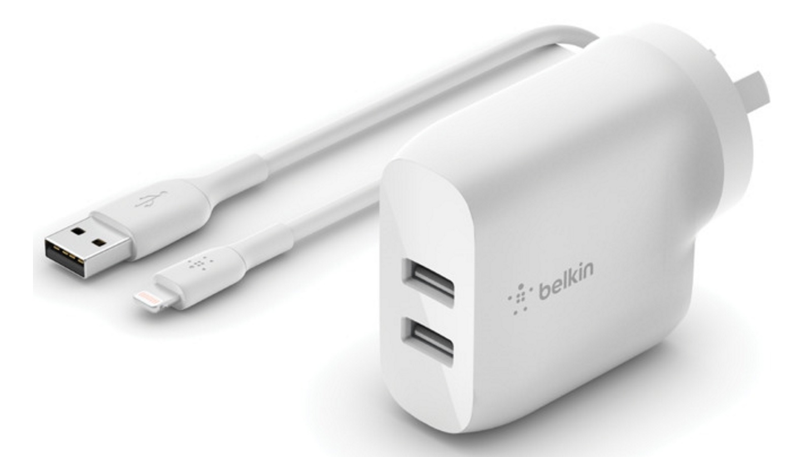 Belkin Boost Charge Dual USB-A Wall Charger 24W + Lightning to USB-A Cable