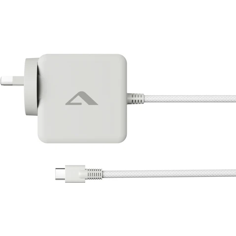Alogic Rapid Power 65W GaN Charger with 2m Fixed USB-C Cable - White