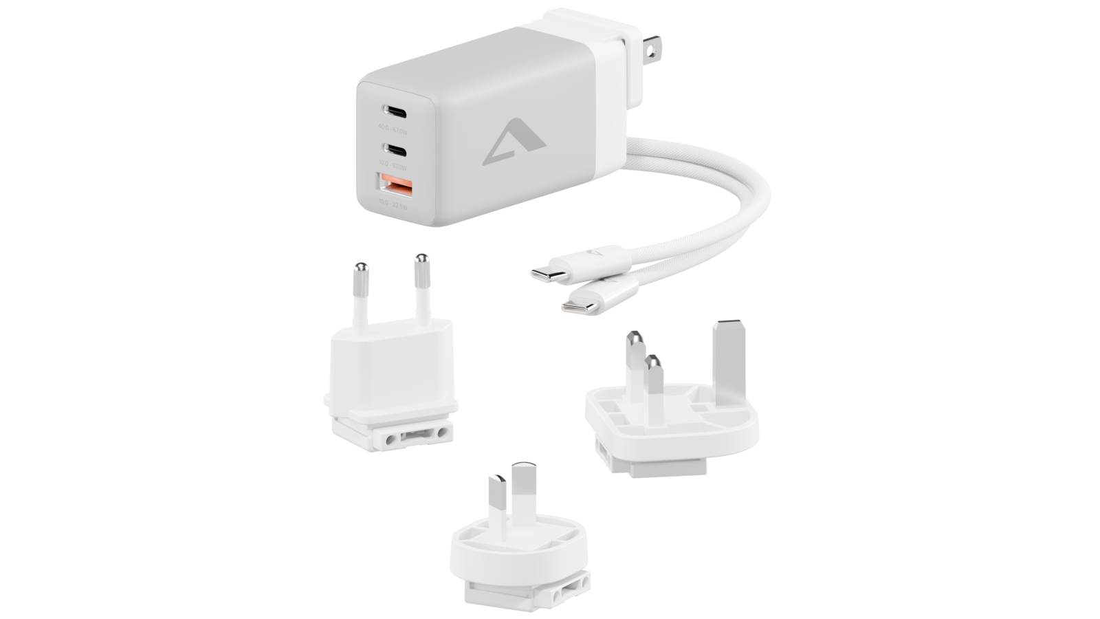 Alogic 3 Port 67W Rapid Power Multi Country GaN Charger
