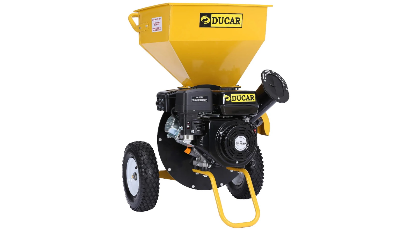 Ducar 7HP Wood Chipper Shredder Mulcher Petrol - Yellow/Black