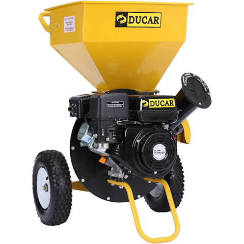 Ducar 7HP Wood Chipper Shredder Mulcher Petrol - Yellow/Black