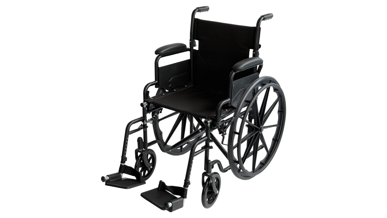 Orthonica 24inch Foldable Steel Wheelchair in Black Steel Frame