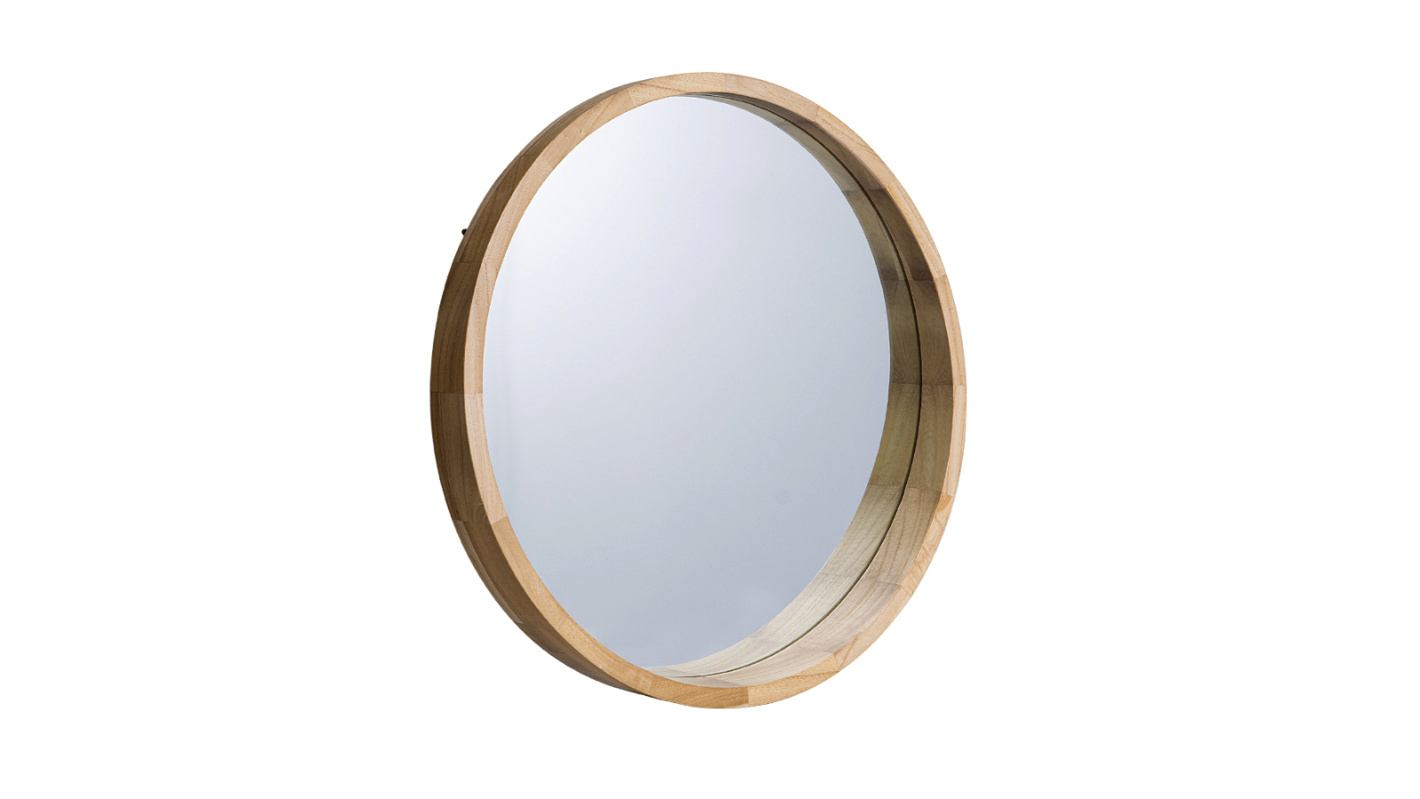 Furb Flat Round Natural Wooden Bathroom Wall Mirror