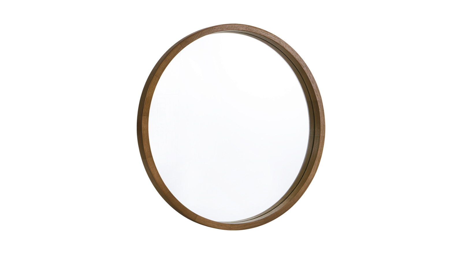 Furb Round Walnut Wooden Bathroom Wall Mirror