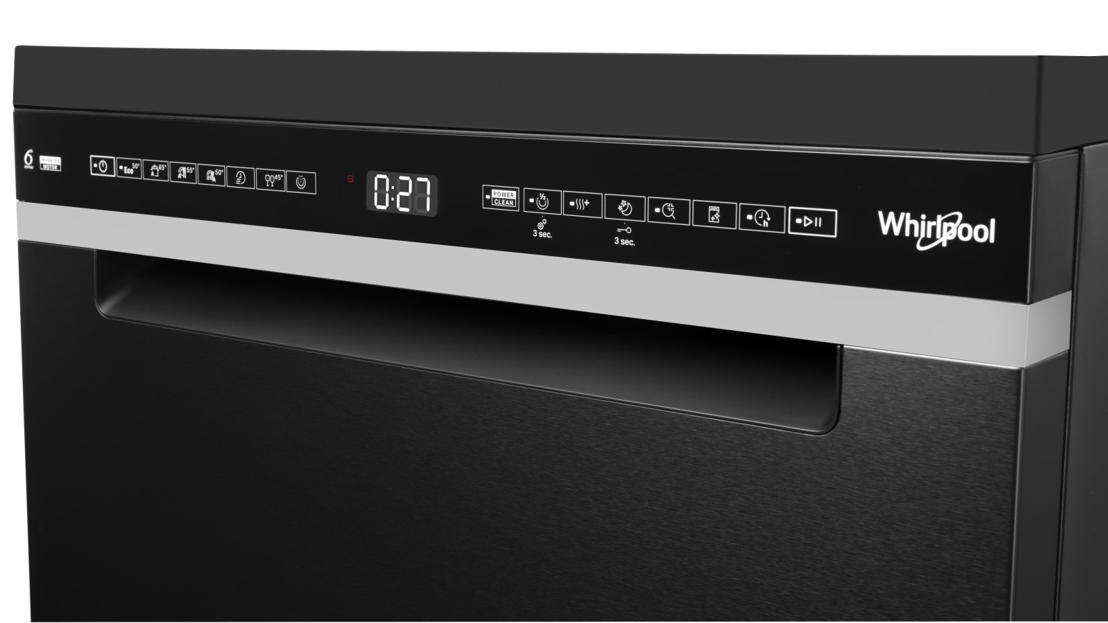 Whirlpool 60cm 15 Place Setting Freestanding Dishwasher Black