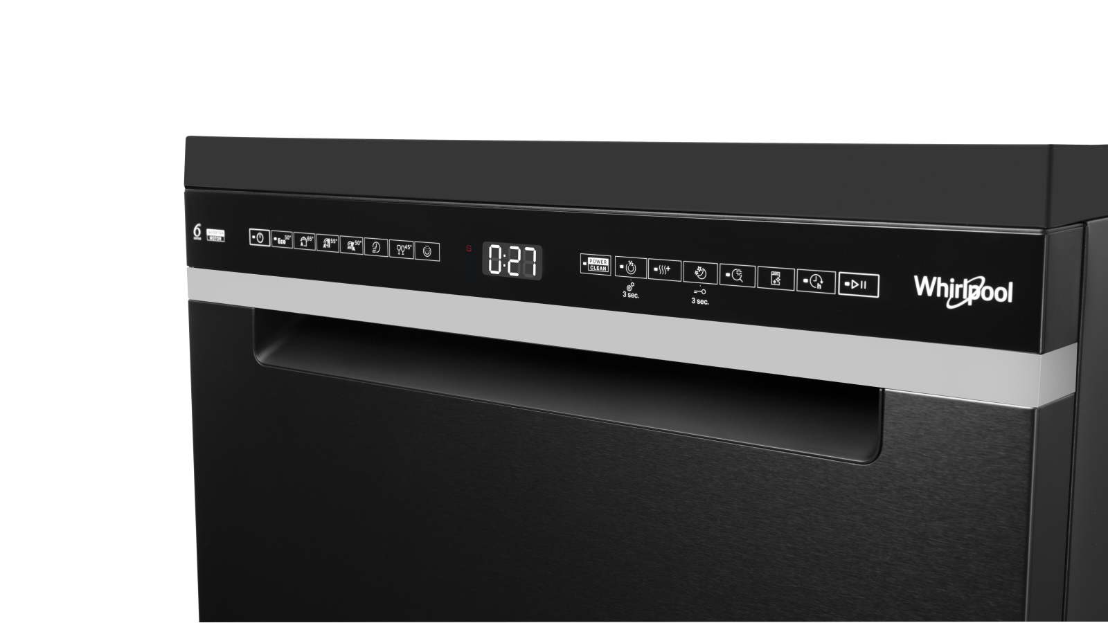 Whirlpool 60cm 14 Place Setting Freestanding Dishwasher Black