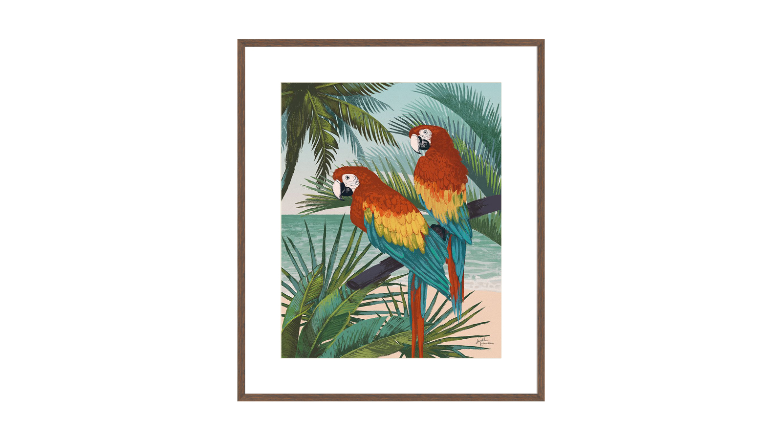 La Grolla Welcome to Paradise Walnut Frame Wall Art - 74 x 64cm