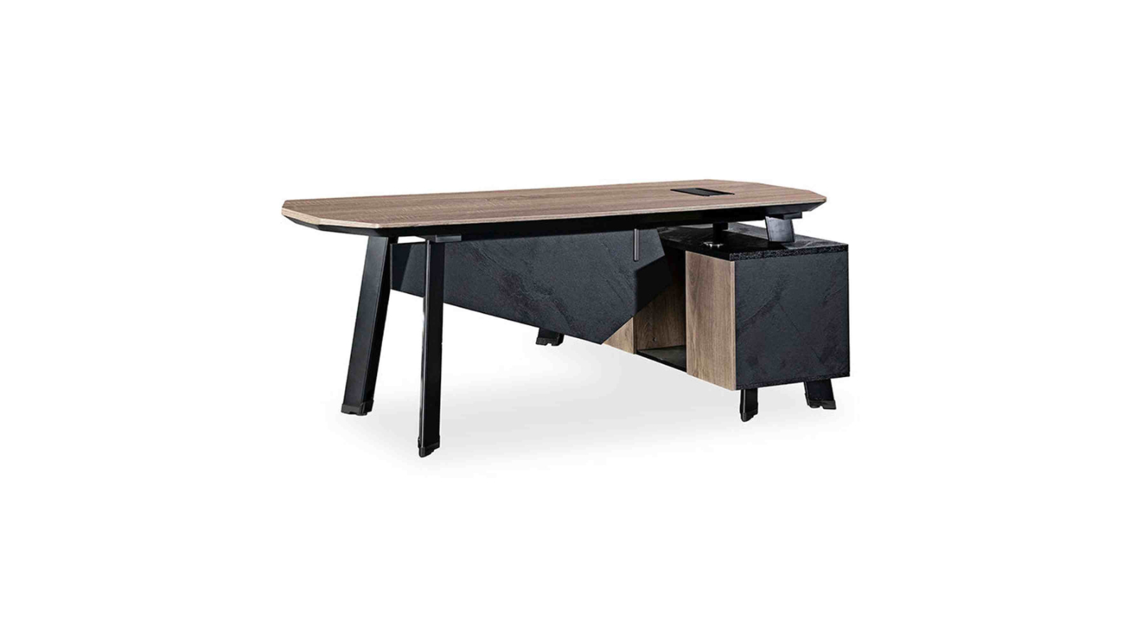 Innovatec Arto 1.8m - 2.0m Executive Office Desk with Reversible Return - Warm Oak/Black