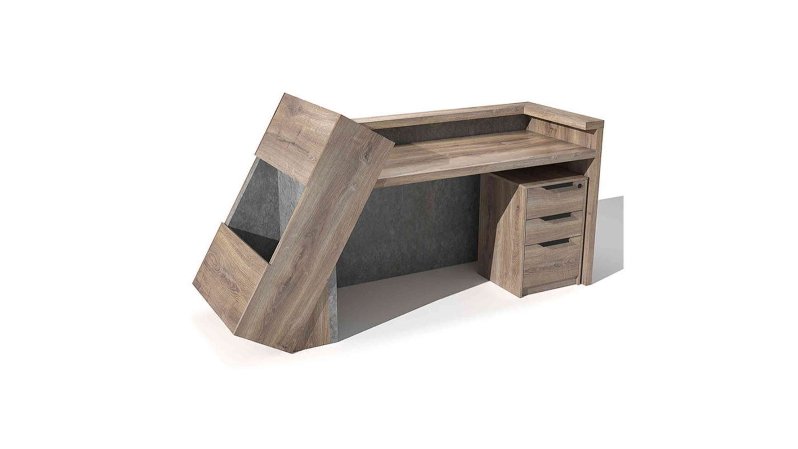 Innovatec 2m Quade Left Panel Reception Desk - Warm Oak/Concrete