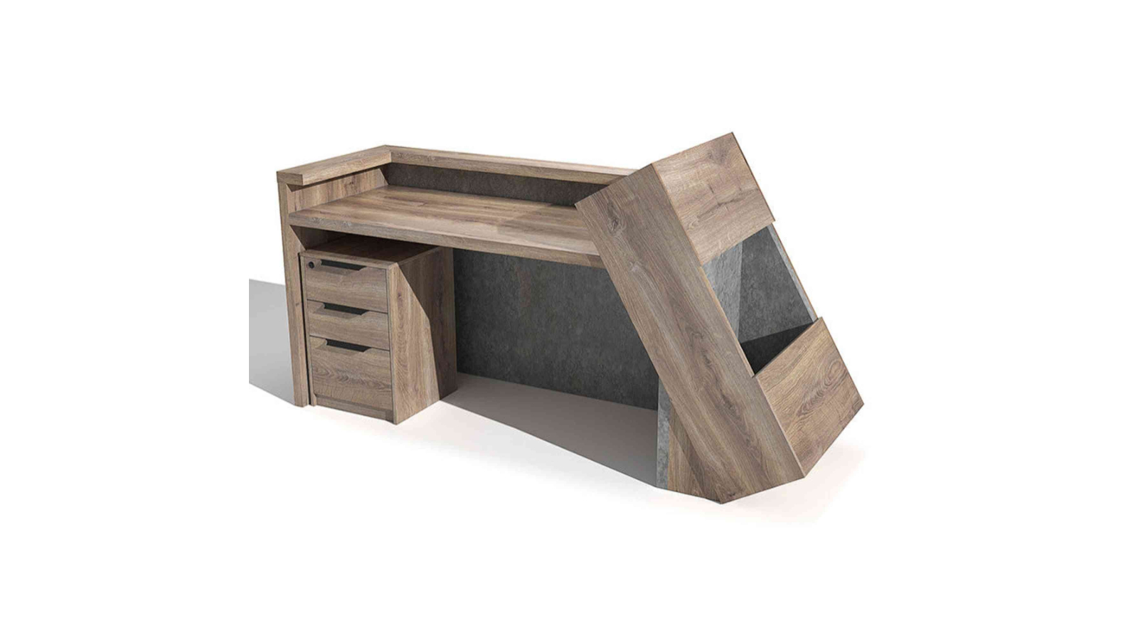 Innovatec Quade 2m Right Panel Reception Desk - Warm Oak/Concrete