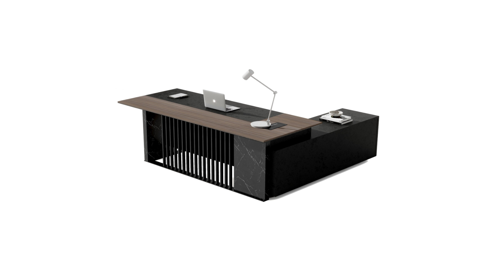 Innovatec Madeira 220cm Left ReturnExecutive Desk - Hazelnut/Black Concrete