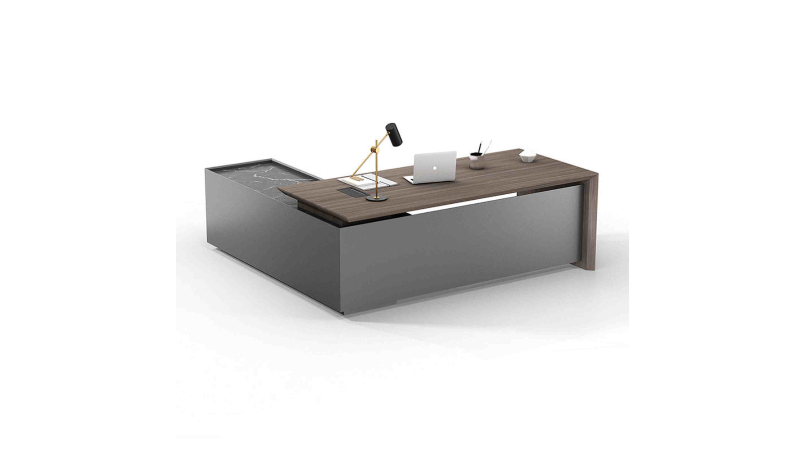 Innovatec Armando 220cm Right Return Executive Desk - Hazelnut/Grey
