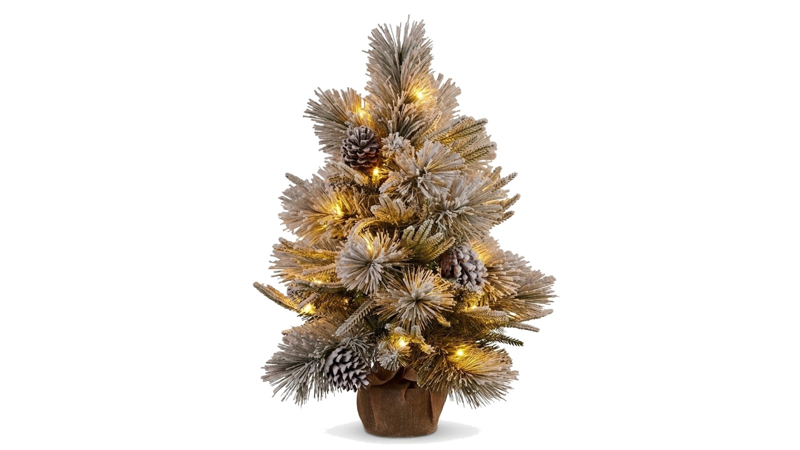 Christabelle 2ft LED Alpine Snow Potted Pinecone Hessian Pre-Lit Christmas Tree