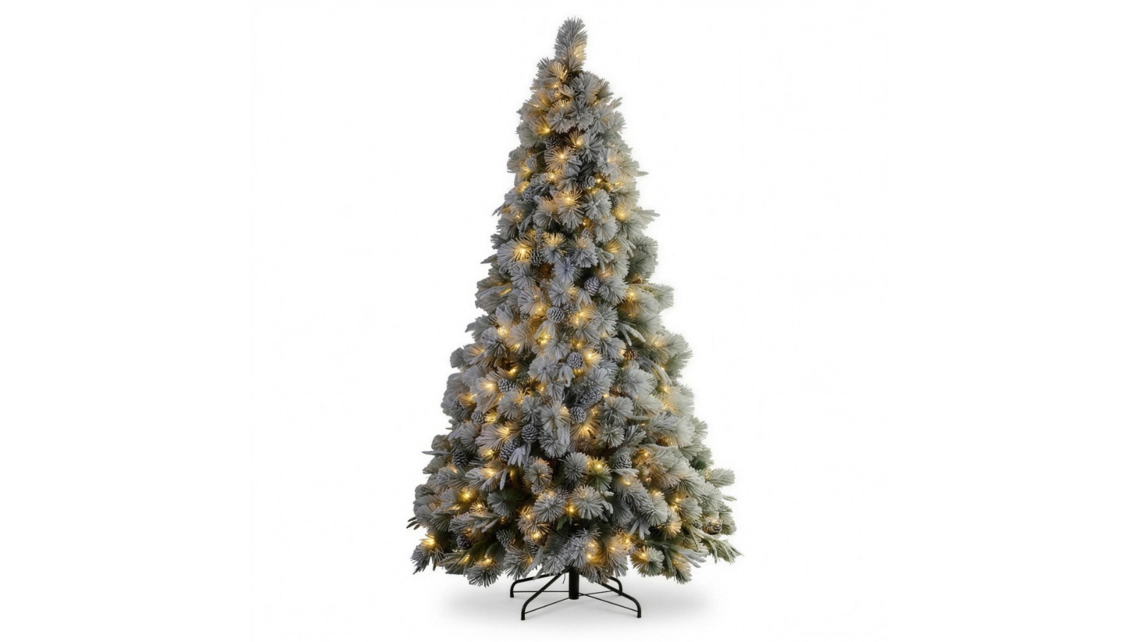Christabelle Pre-Lit LED Flocked Pine Cone Alpine Snow Christmas Tree - 2.3m