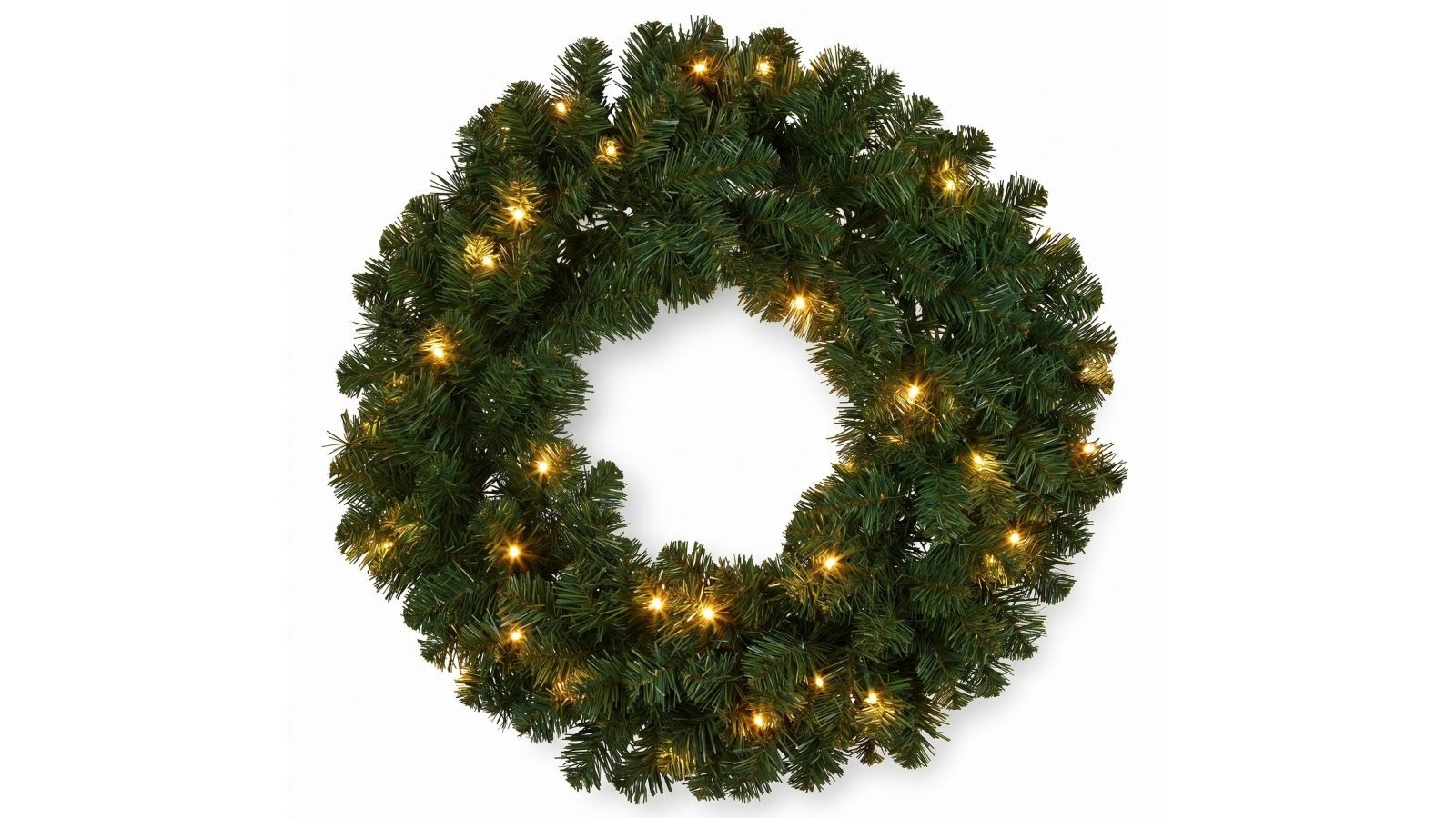 Christabelle 61cm Highland Pine Christmas Wreath Pre Lit Warm White LED Battery Operated Timer