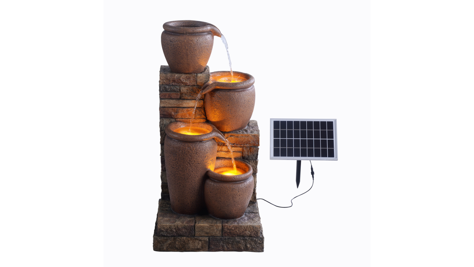 Teamson Home 4-Tier Cascading Bowl Solar Powered Water Fountain - Terracotta