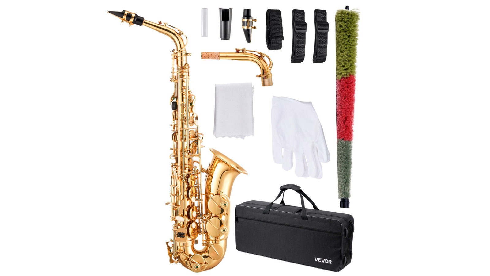 Vevor Gold Brass Alto Saxophone Eb E Flat Sax Beginner Kit with Case Mouthpiece