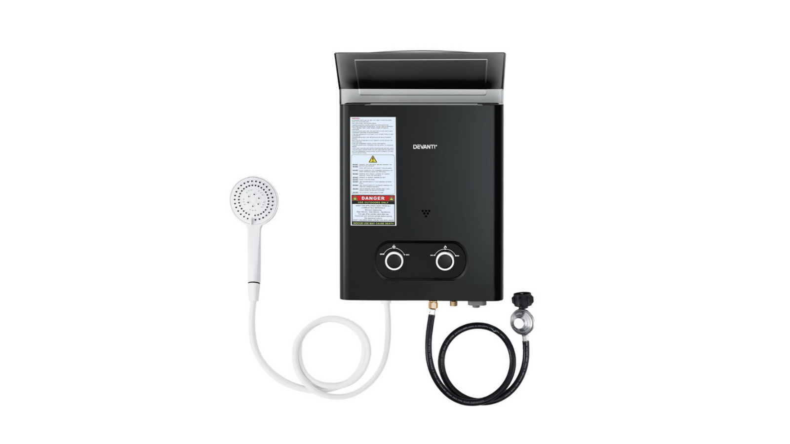 Devanti Portable Gas Water Heater LPG-powered System - Black