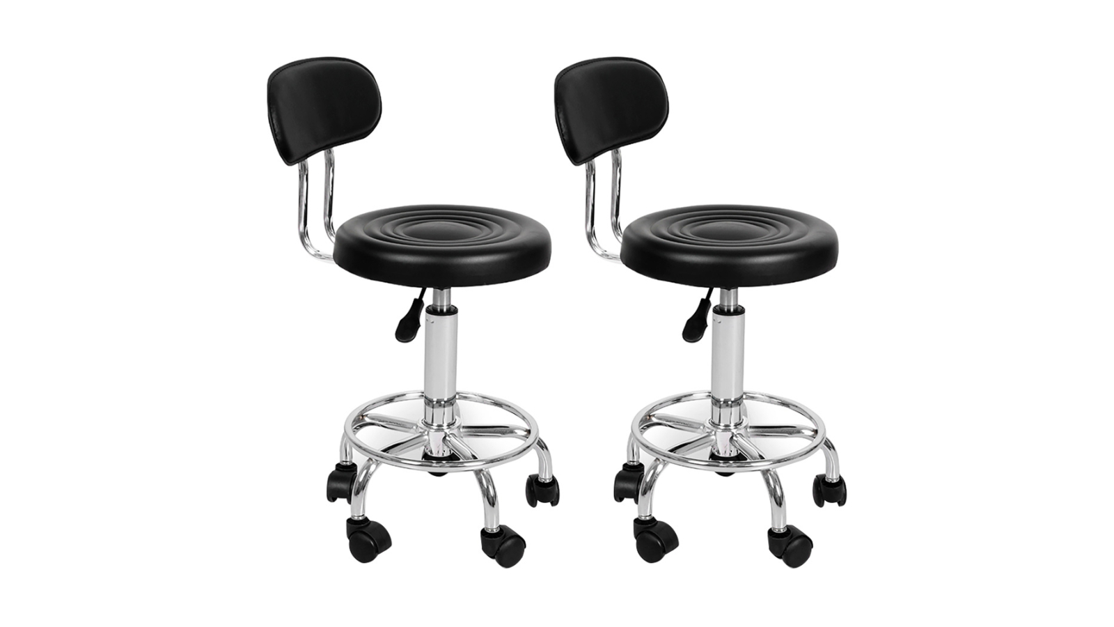 Levede 2 Piece Salon Bar Stool with Adjustable Height PU Leather - Black