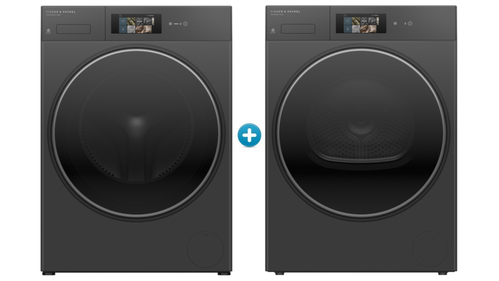 Fisher & Paykel 12kg Series 7 Active Intelligence FlexiDose Front Load Washing Machine plus Contemporary 3D Sensing Heat Pump Dryer Package