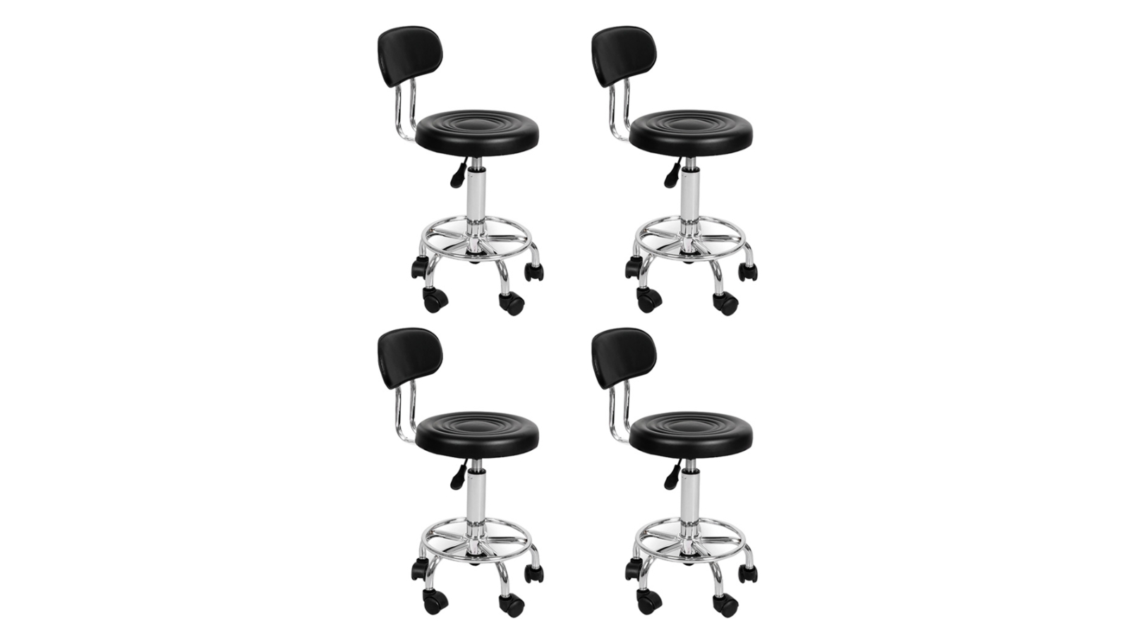 Levede 4 Piece Salon Bar Stool with Adjustable Height PU Leather - Black