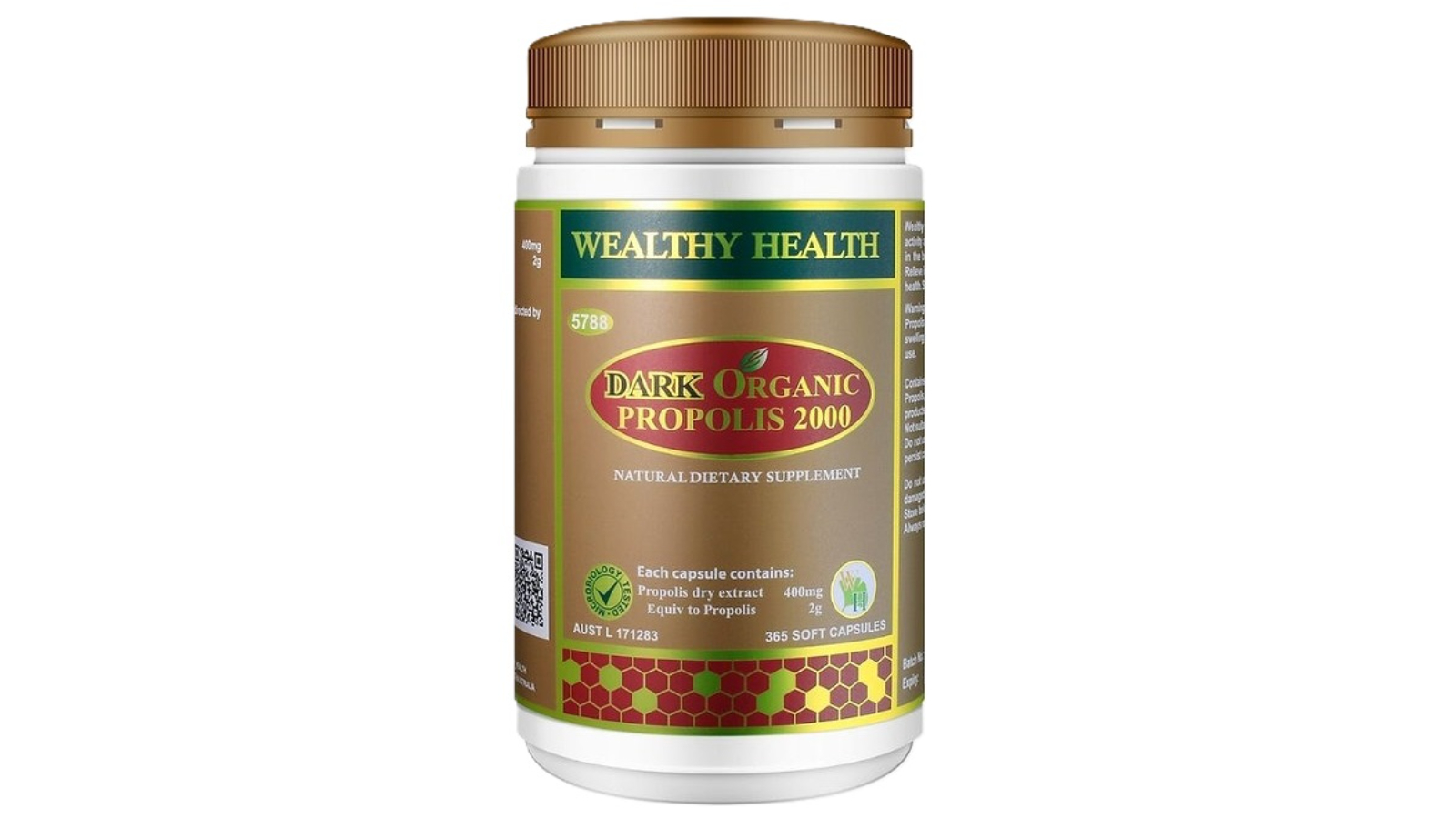 Wealthy Health Dark Organic Propolis 2000 - 365 Capsule
