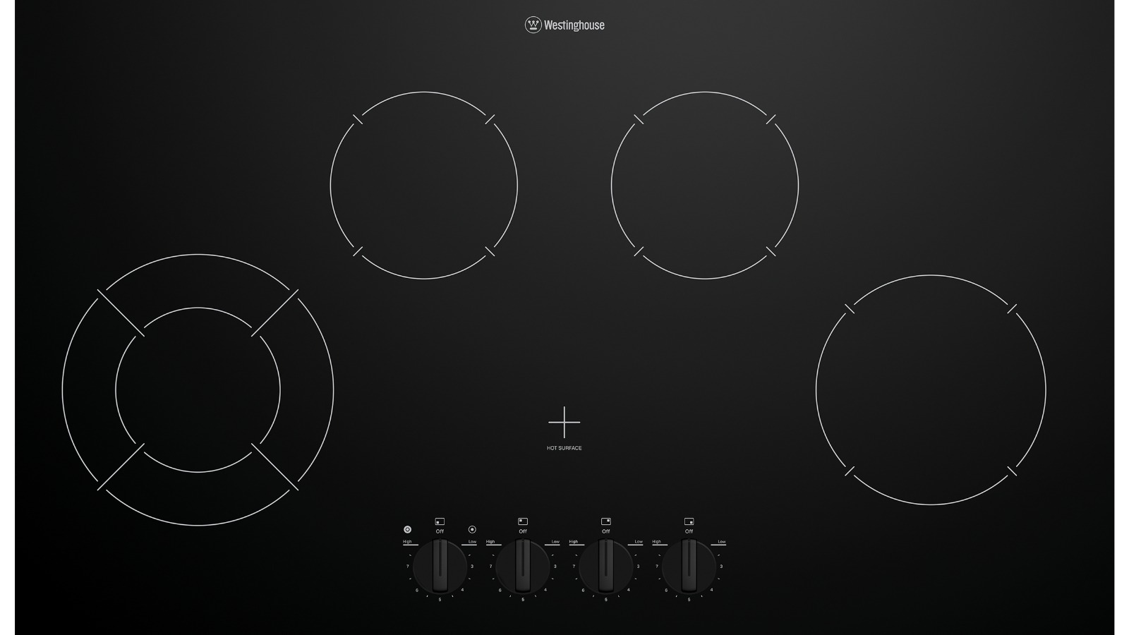 Westinghouse 90cm 4 Zone Ceramic Cooktop with Knob Control