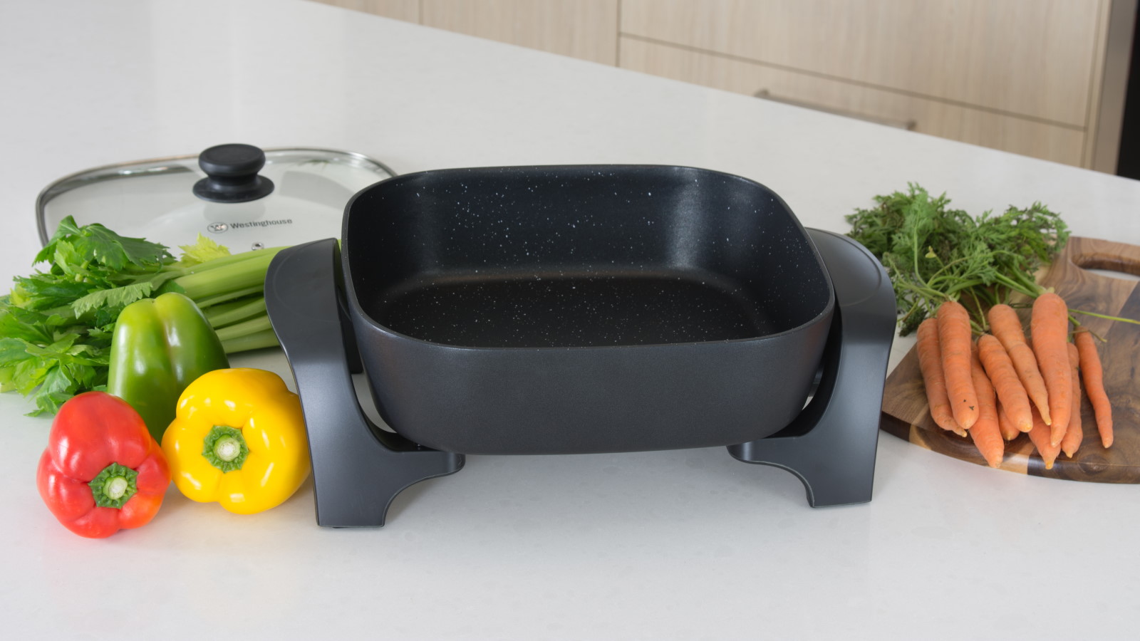 Westinghouse Square Electric Frypan Black Harvey Norman