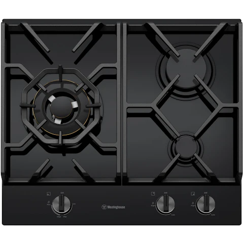 Westinghouse 600mm 3 Burner Black Ceramic Glass Gas Cooktop