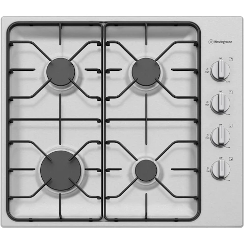 Westinghouse 600mm 4 Burner Stainless Steel Gas Cooktop with Side Knob Control