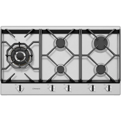 Westinghouse 900mm 5 Burner Stainless Steel Gas Cooktop with Dual Valve Control