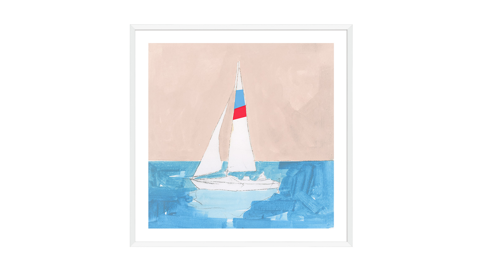 La Grolla Sunset Sailing White Frame Wall Art - 54 x 54cm