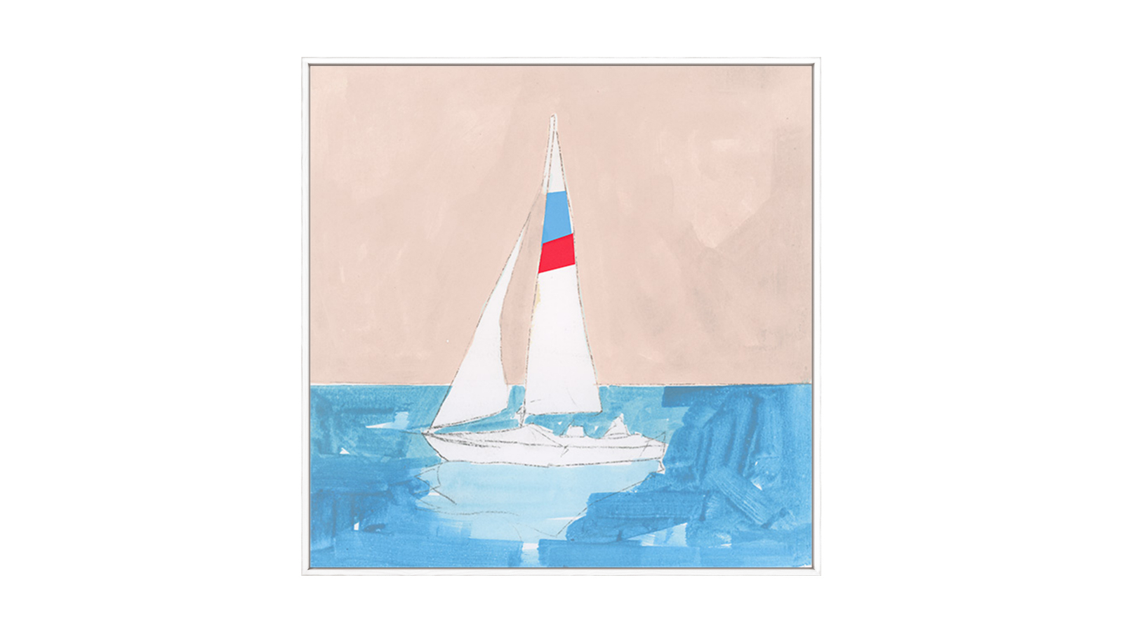 La Grolla Sunset Sailing White Gallery Wall Art - 67 x 67cm