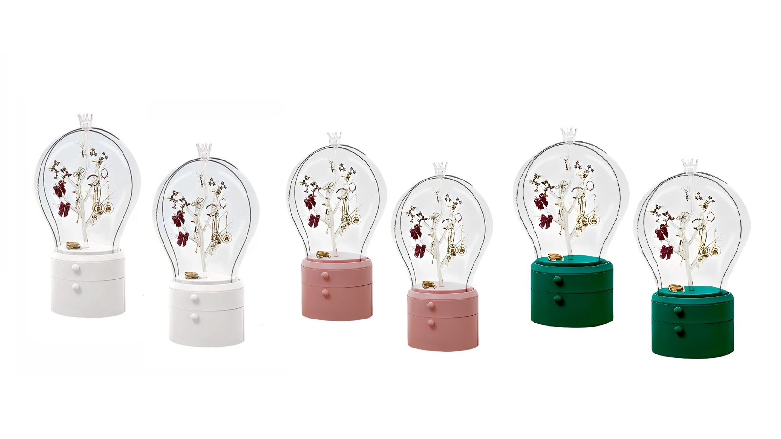 Soga 2 Piece 360 Degree Rotating LED Light 2 Layered Jewelry Storage