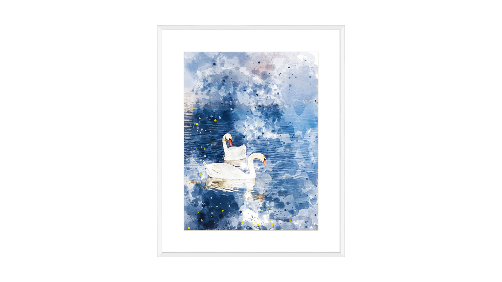 La Grolla Swans II White Frame Wall Art - 94 x 74cm