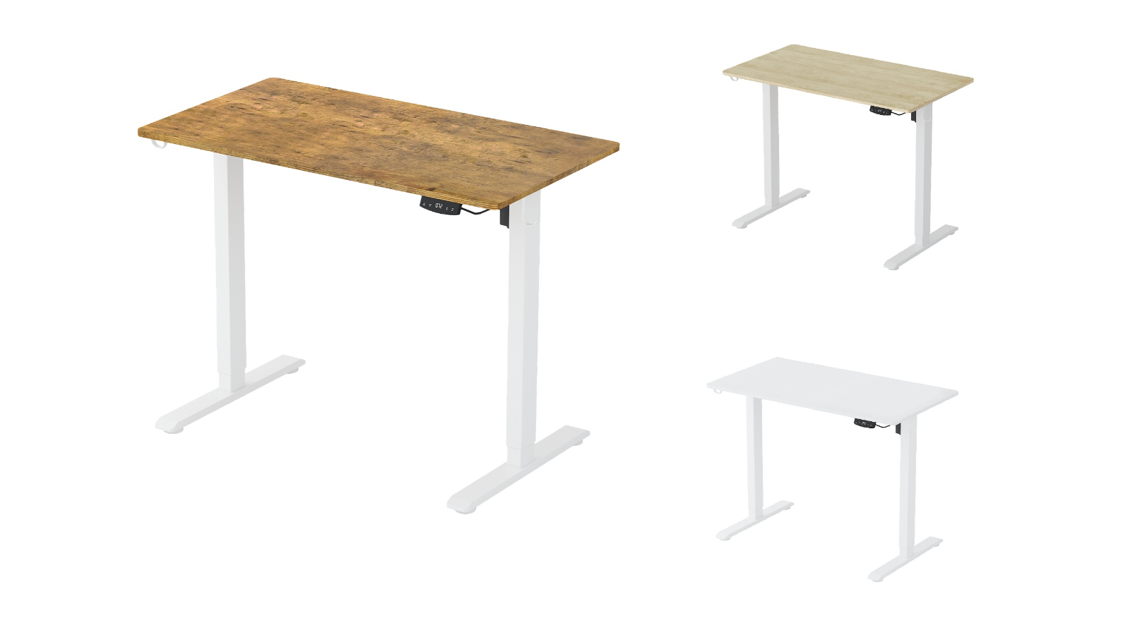 Advwin White Frame Electric Height Adjustable Ergonomic Sit Standing Desk