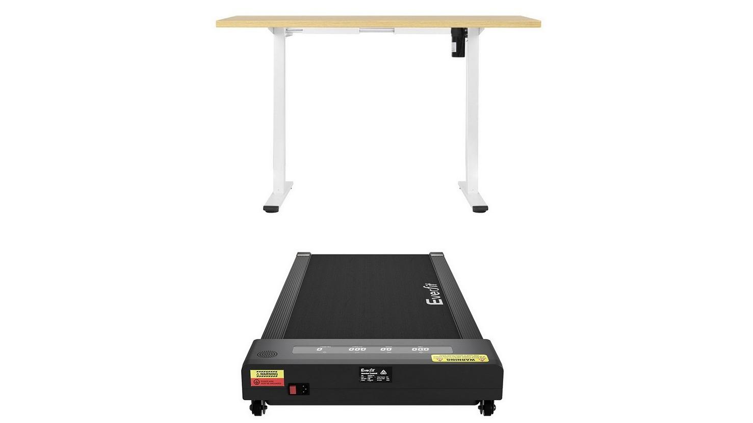 Artiss Standing Desk and 40cm Black Walking Pad - Natural/White