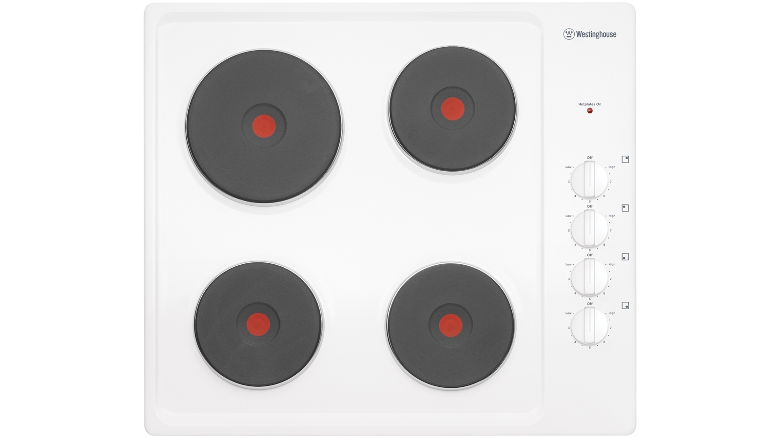 Westinghouse 600mm 4 Zone Electric Solid Cooktop - White