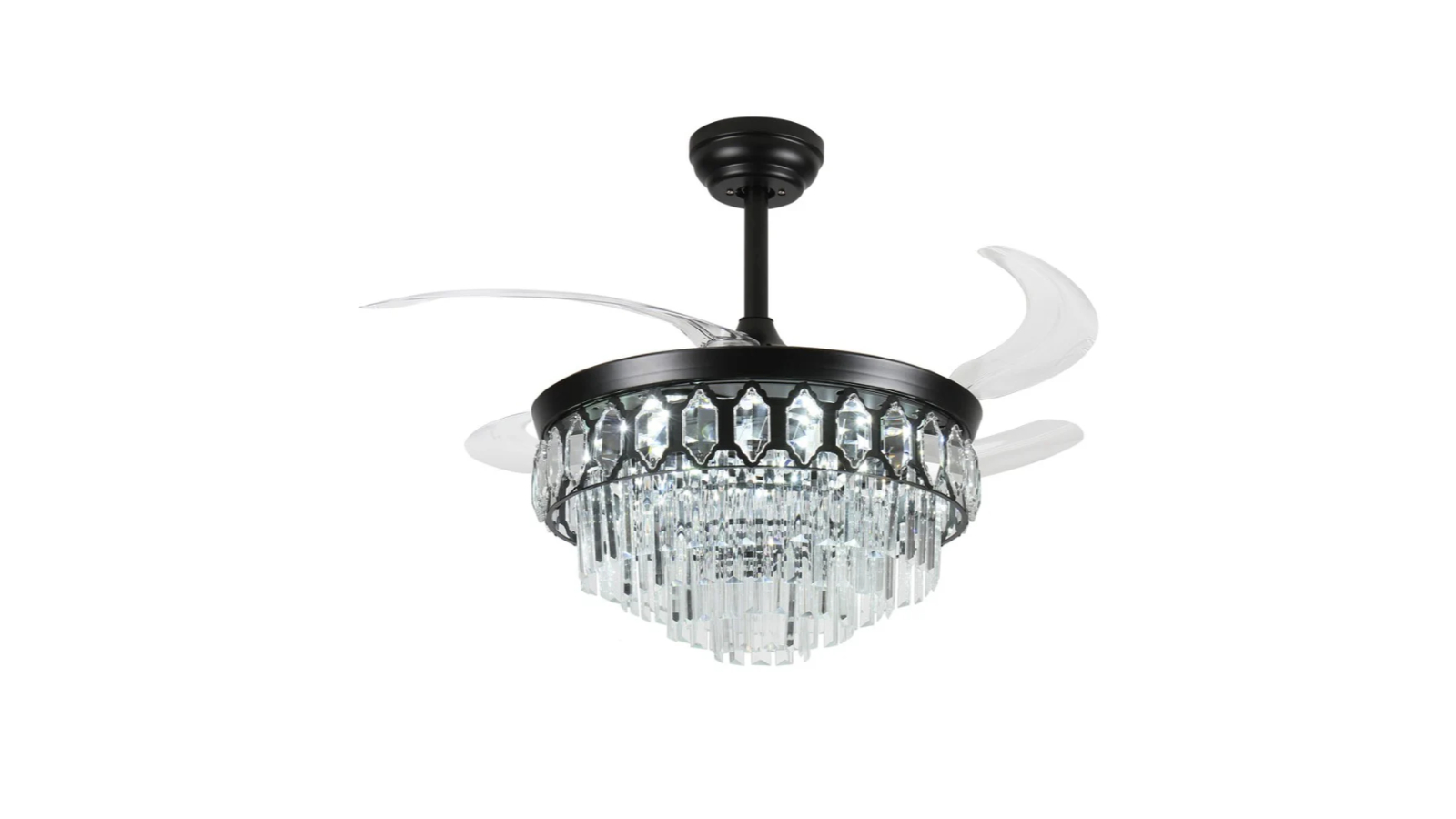 Windora Elowen 42inch 3CCT LED Black Crystal Chandelier DC Ceiling Fan with Remote