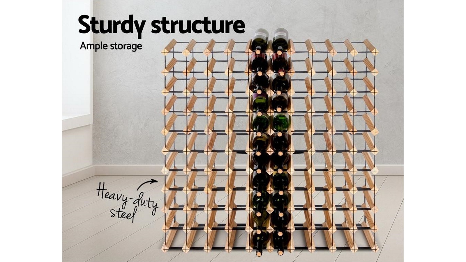 Artiss 110 Bottle Timber Wine Rack Harvey Norman