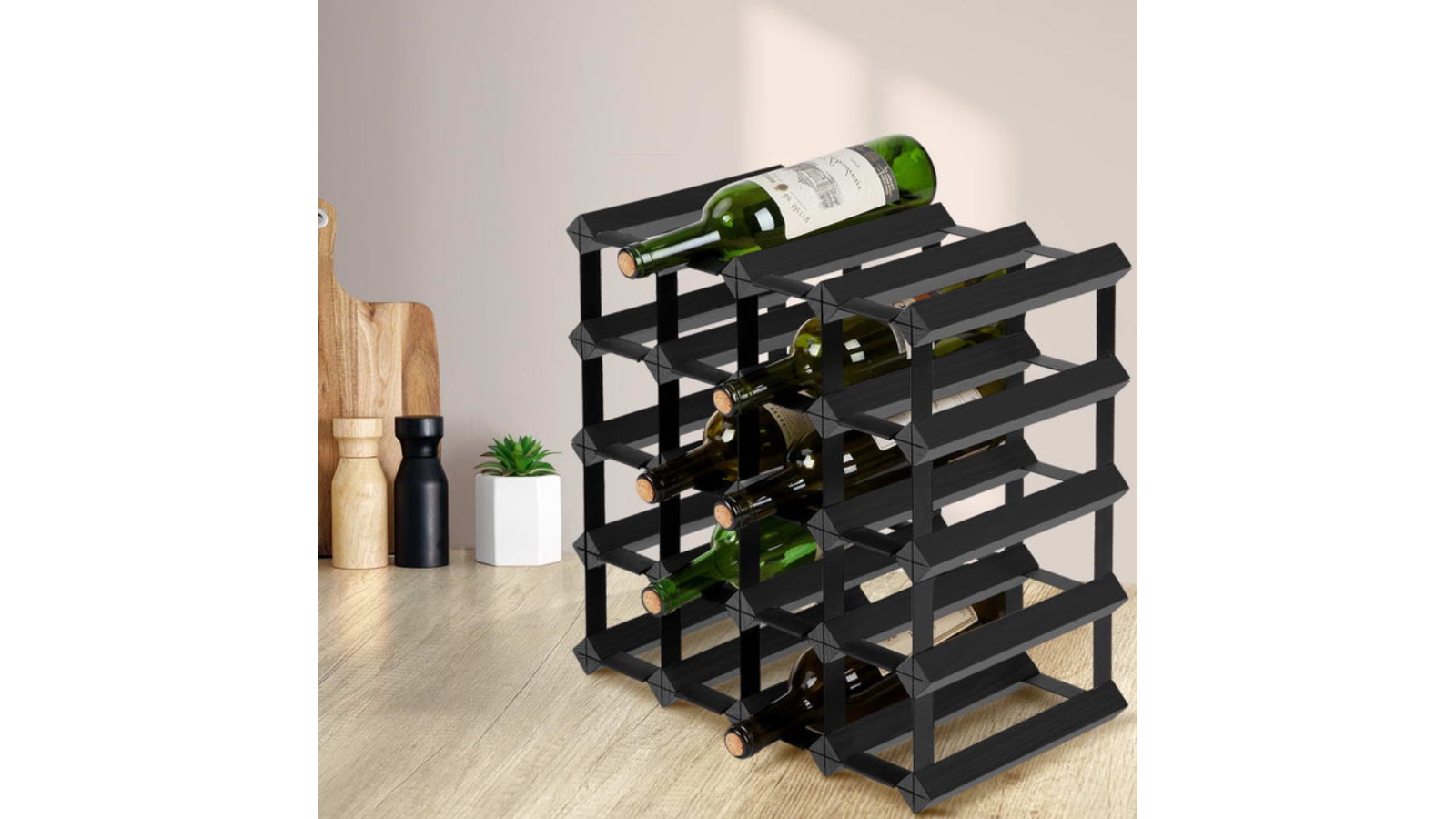Artiss 20 Bottle Wine Rack - Black | Harvey Norman