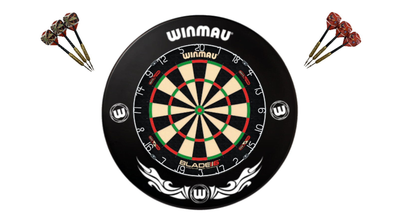 Winmau 6 Dual Core Blade + Extreme Dart Board Surround + Darts