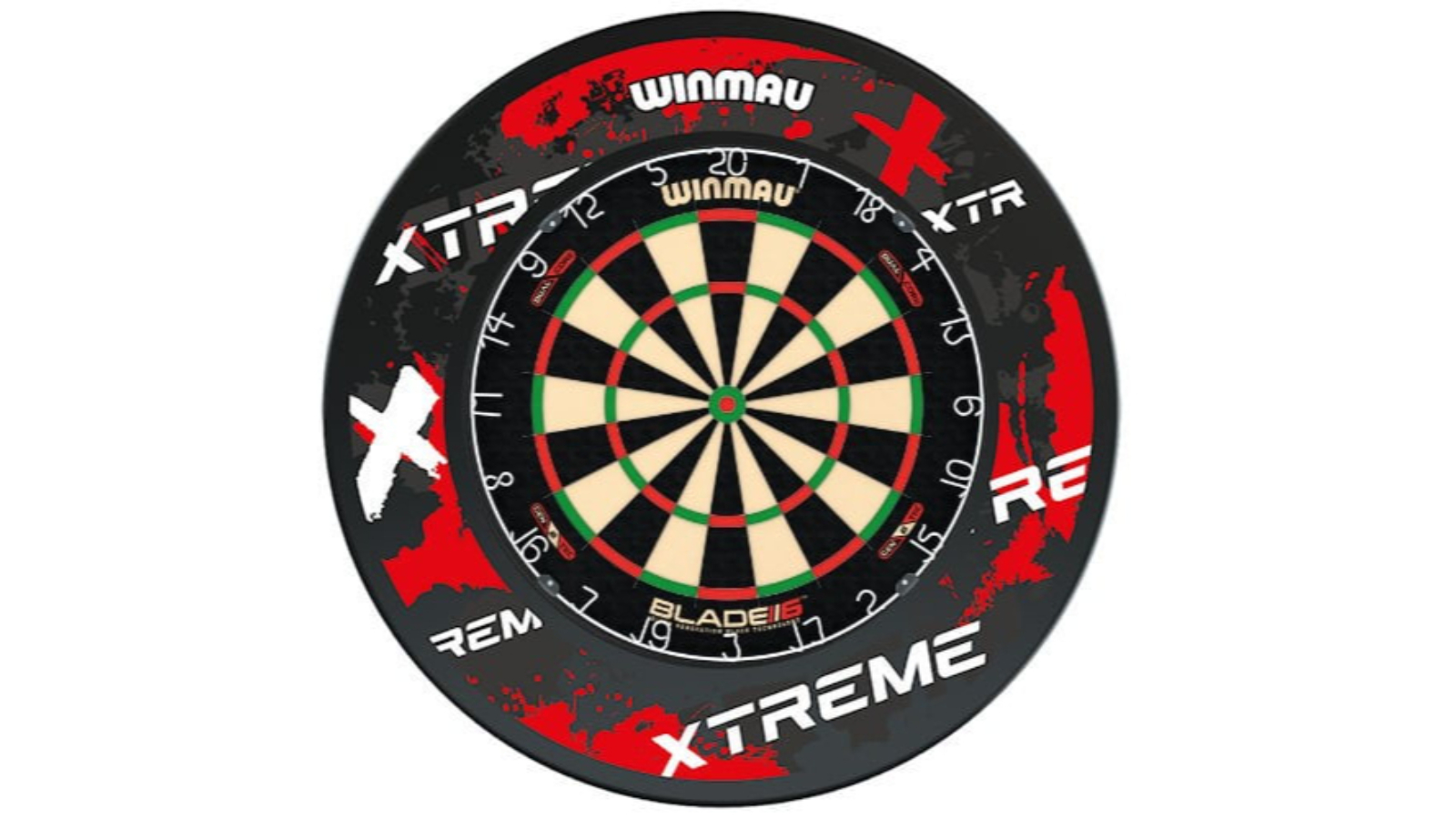 Winmau 6 Dual Core Blade + Extreme Retro Dart Board Surround + Darts