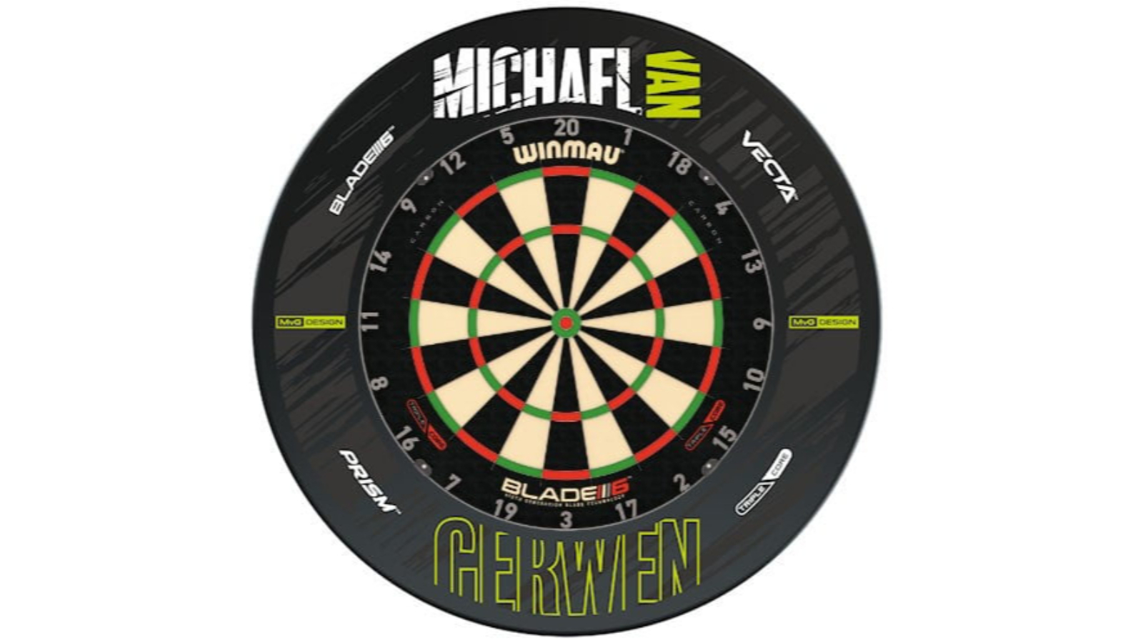 Winmau 6 Triple Core Blade + MVG Retro Dart Board Surround + Darts