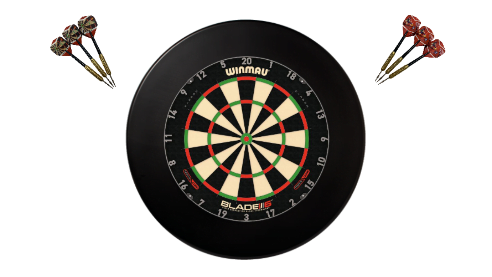 Winmau 6 Triple Core Blade + Black Dart Board Surround + Darts