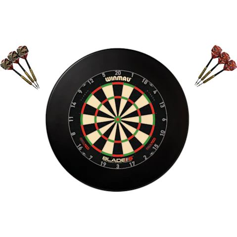 Winmau 6 Triple Core Blade + Black Dart Board Surround + Darts